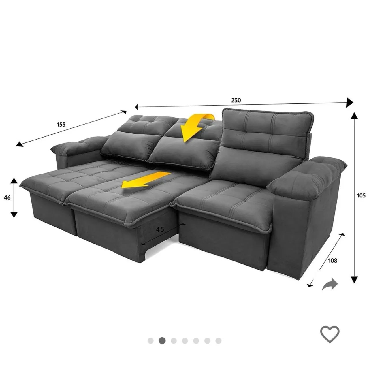 Sofá Retrátil/Reclinável com molas no assento.  - Foto 3