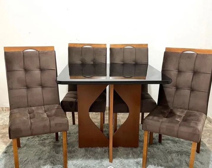 Mesa de Jantar 120×80 Cinamono/Preto com 4 Cadeiras Capri tt43 - Foto 2
