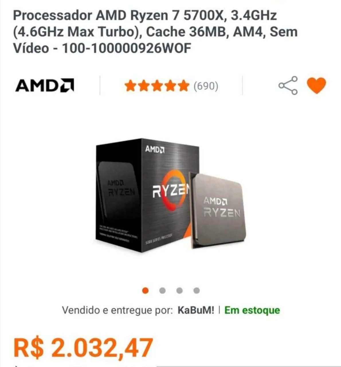 Processador Ryzen 7 5700x Sem caixa  (Castanhal)  - Foto 2