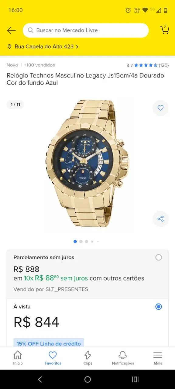 Relógio Masculino Dourado technos  - Foto 3