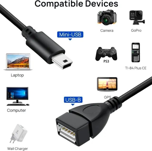 Cabo Adaptador Mini USB para USB - Foto 4