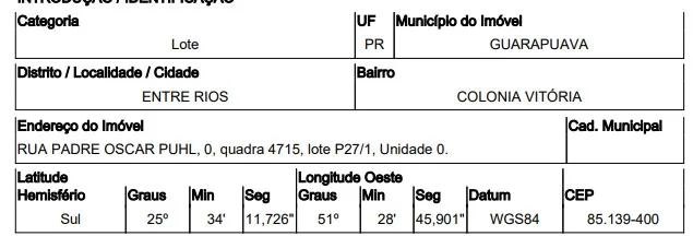 Oportunidade Única em GUARAPUAVA - PR | Tipo: Terreno | Negociação: Venda Direta Online |