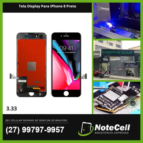 Tela Display Para iPhone 8 Preto 3.33 - Instalação Expressa Em 30 Minutos!