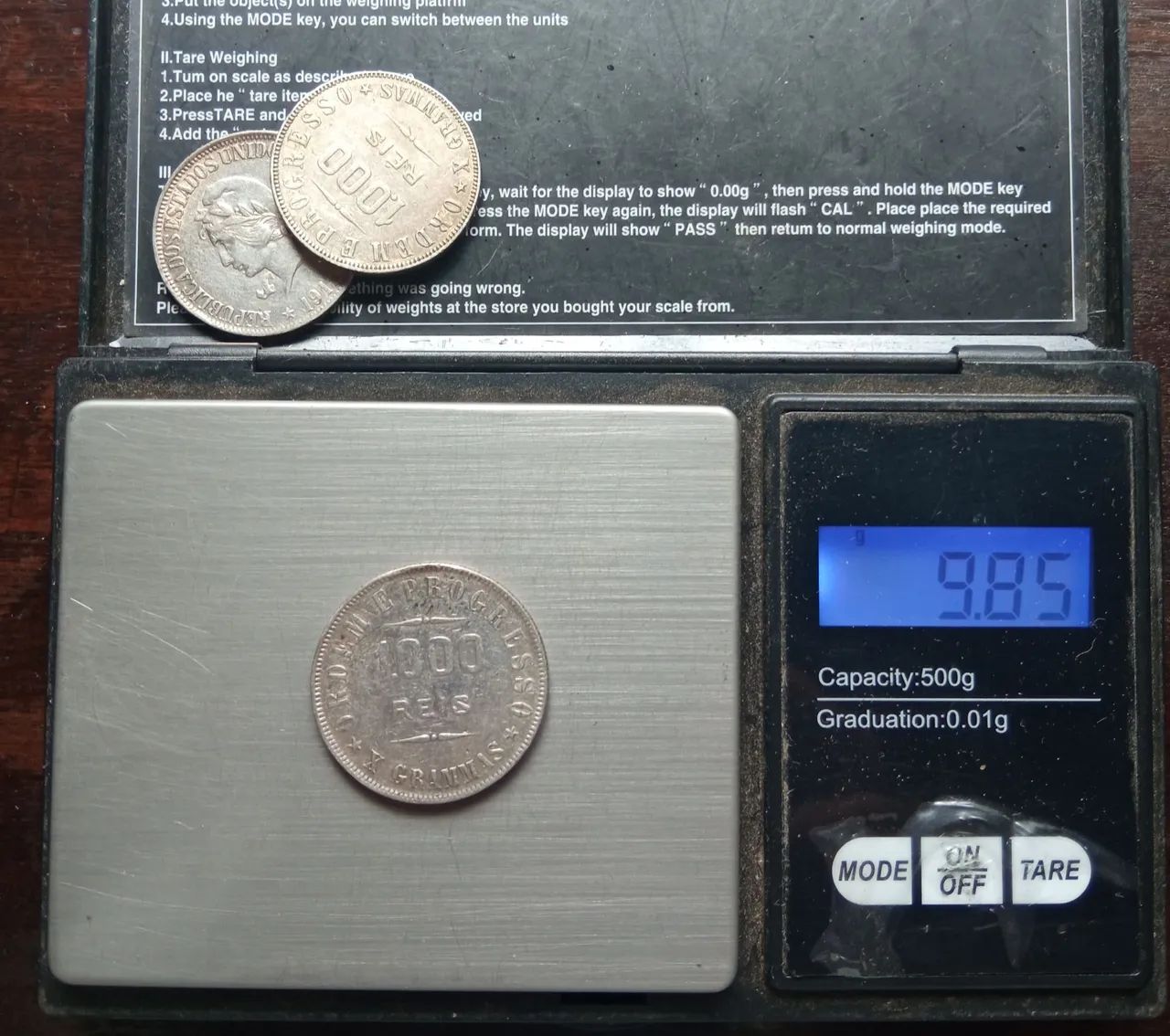 Três moedas mil réis 1912 prata 900 Rs1$000 X GRAMMAS - Foto 2