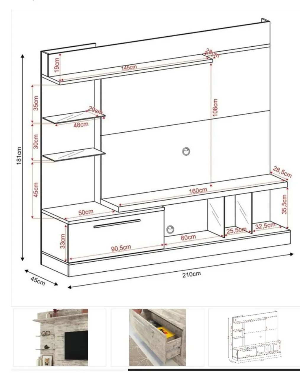 Painel Estante Home para tv ate 65 polegadas.. - Foto 2