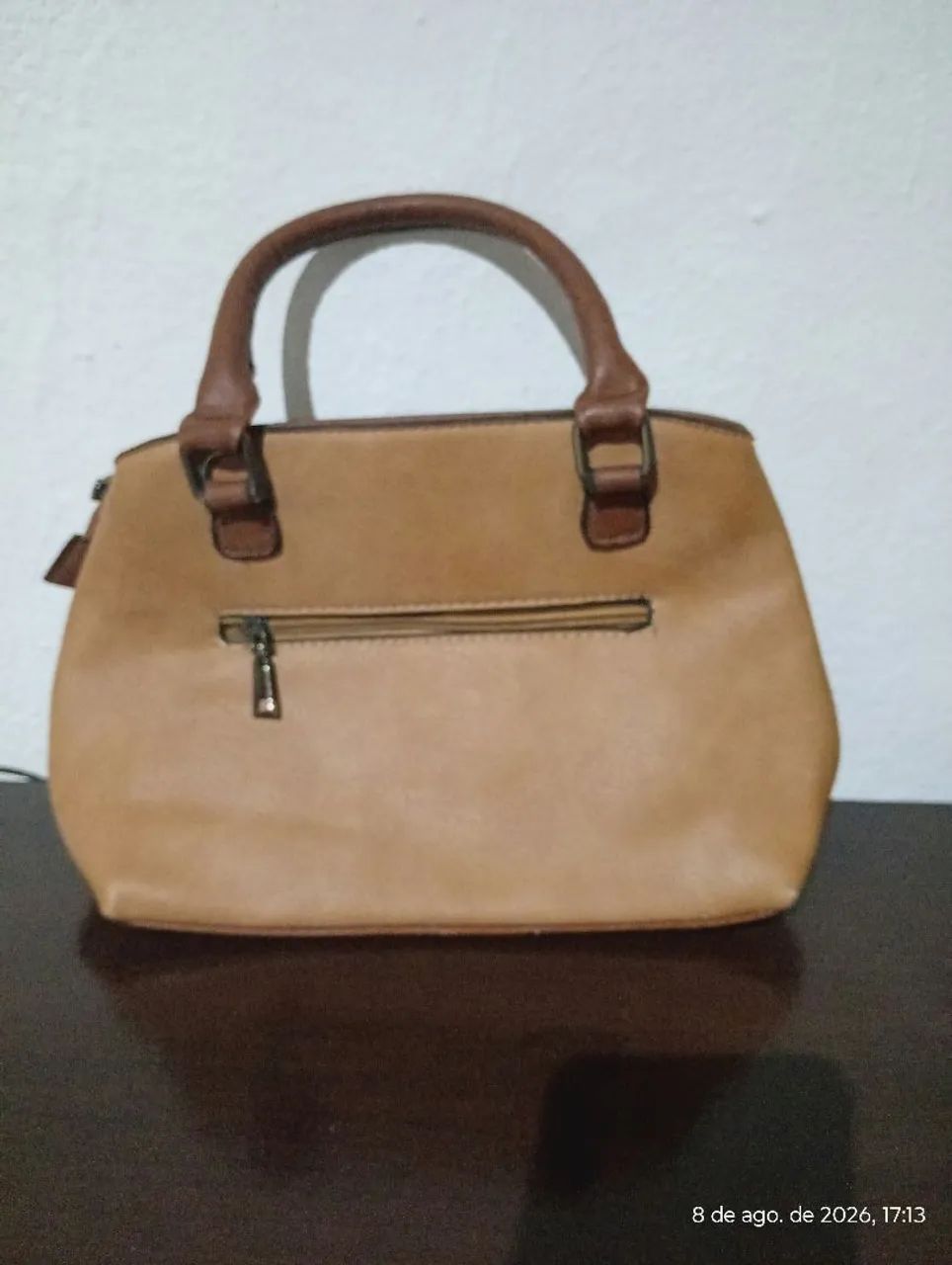 Bolsa feminina caramelo e marrom usada - Foto 3