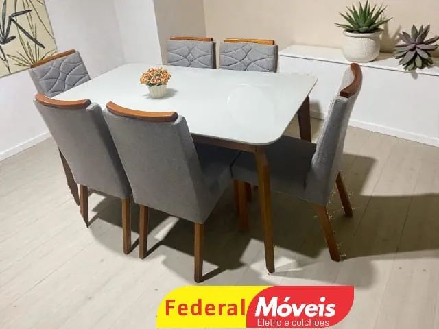 Mesa 1,60x90cm Com 6 Cadeiras - Promoção!
