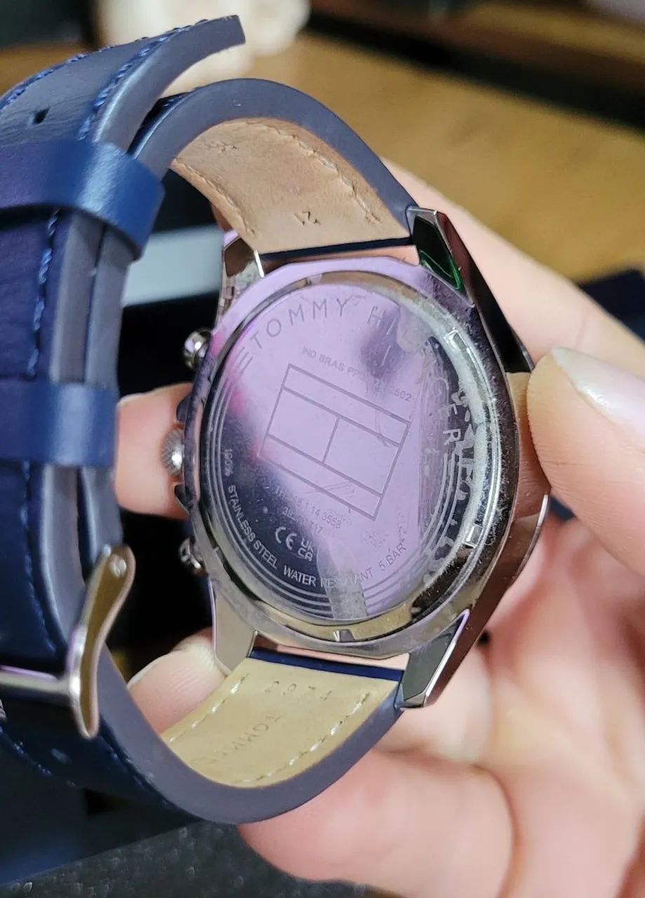 Relógio Tommy Hilfiger Couro Azul 1792165 - Foto 5