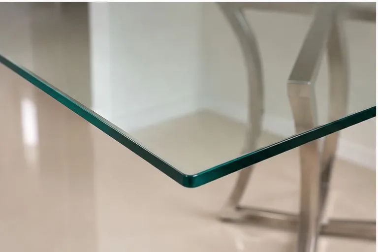 MESA DE JANTAR - TAMPO DE VIDRO E BASE EM AÇO INOX - Foto 4