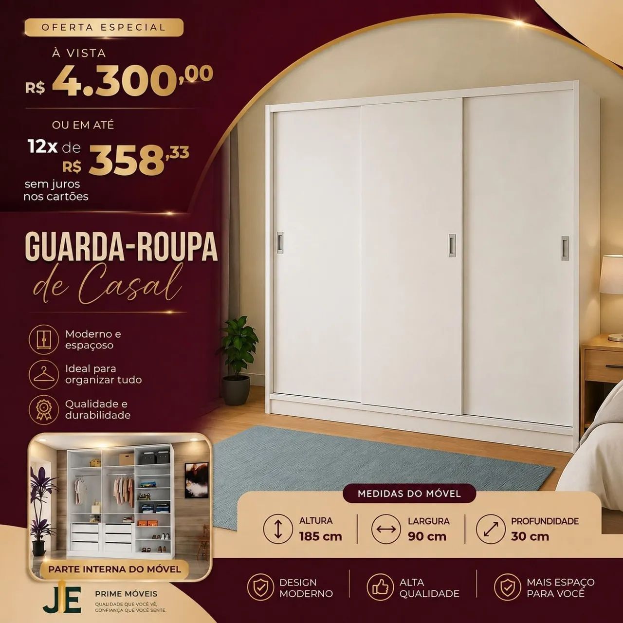 Roupeiro em mdf grande 