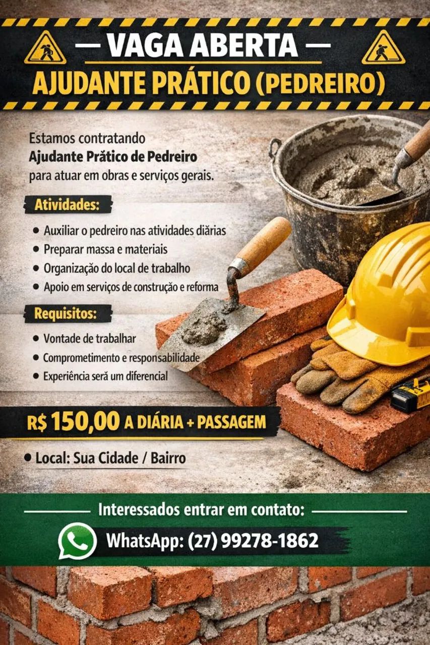 Ajudante prático ( ajudante de pedreiro )