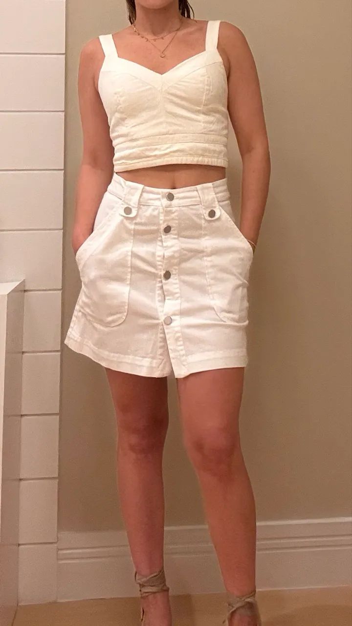 Saia jeans branca Zara  - Foto 2