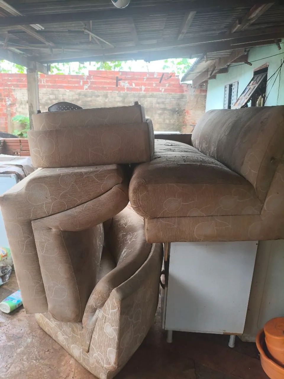 Sofá com mesa de centro 4 peças 