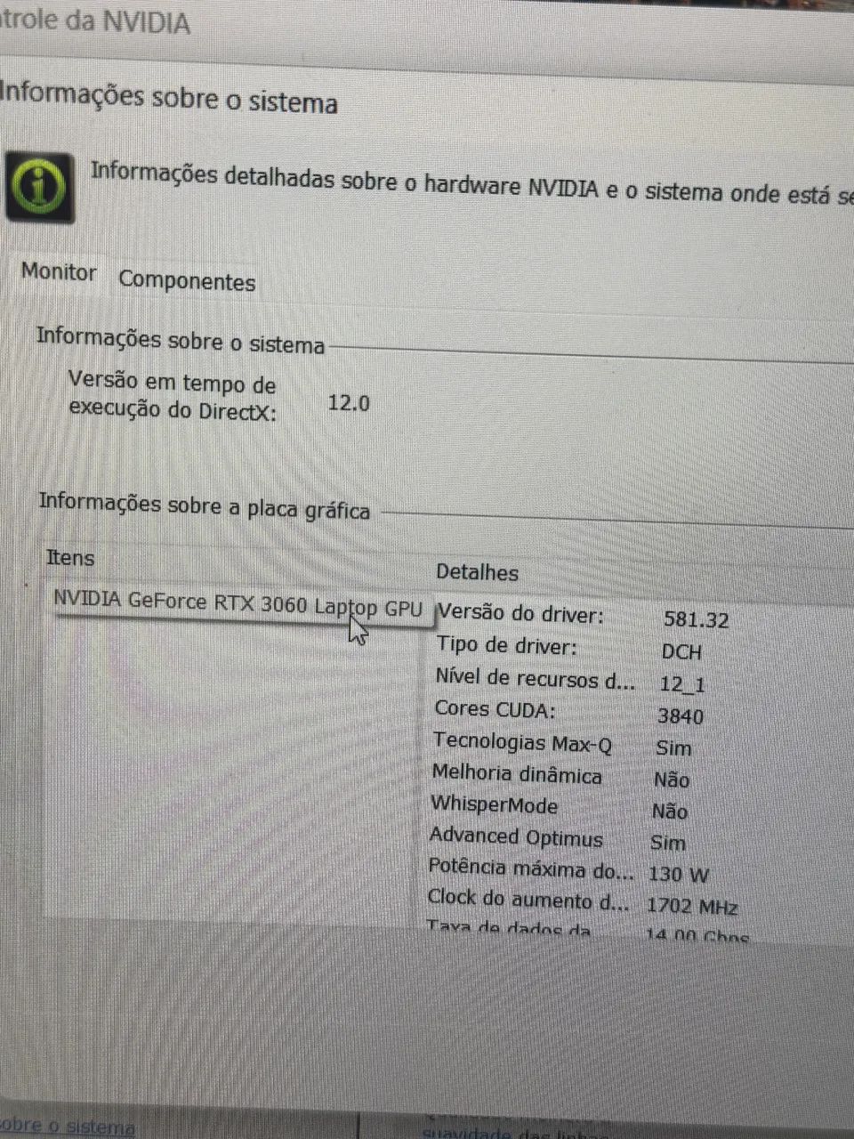 Dell  G15 gamer 16GB Ram RTX 3060 I7 12700h
