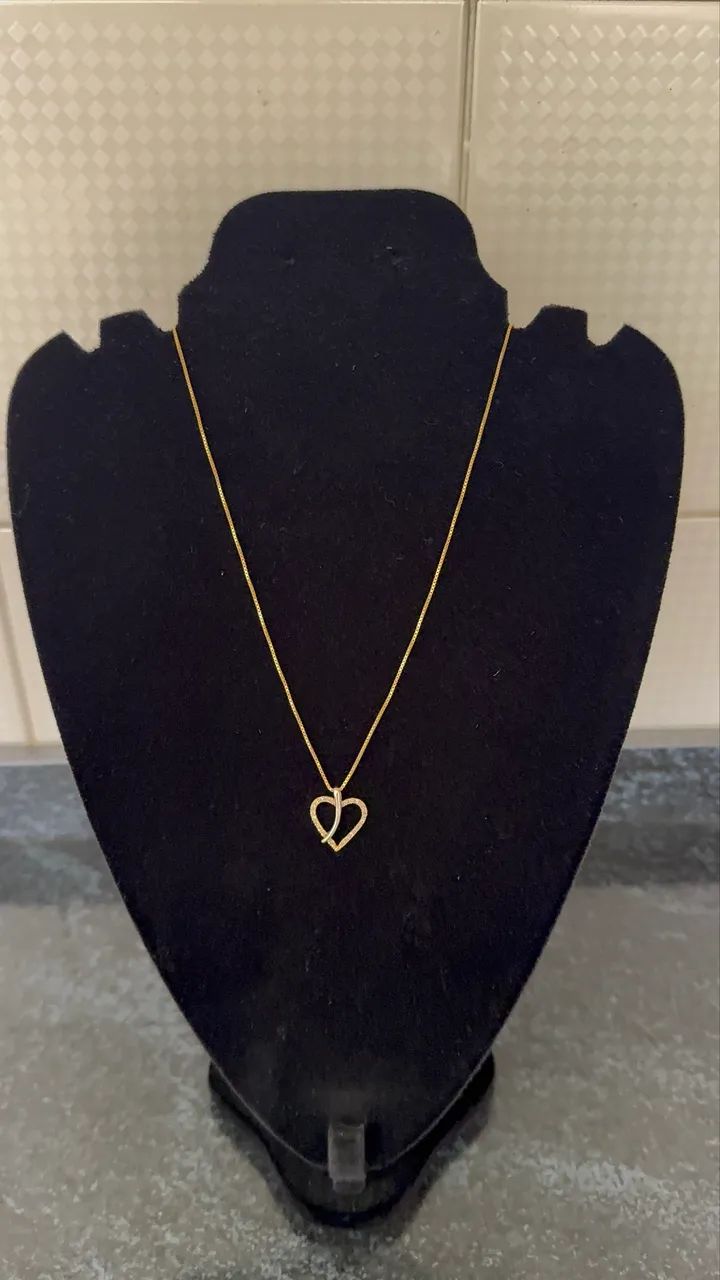 corrente veneziana com pingente de coração em ouro 18k - Foto 2