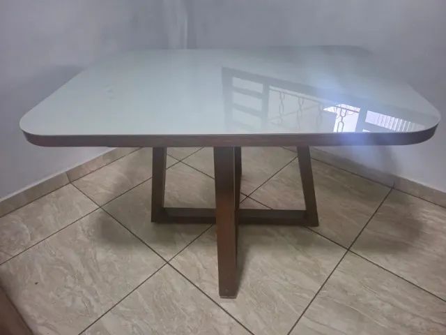 Mesa Off-White com vidro temperado - Foto 5