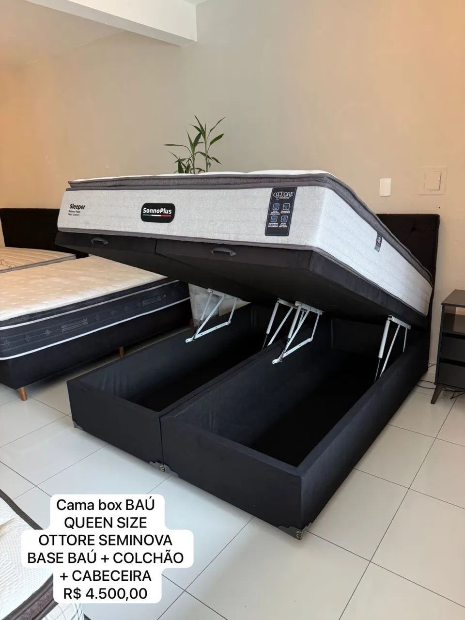 Colchão QUEEN COM CAMA BAÚ SEMINOVA TOP - - Foto 4