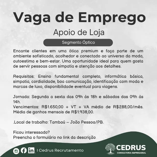 Apoio de Loja - Segmento Óptico