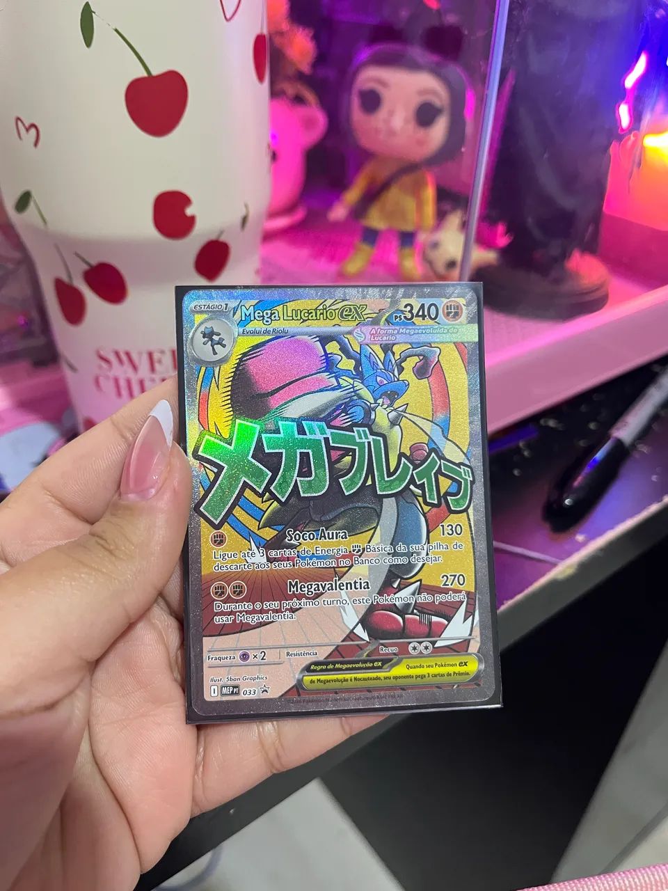Mega Lucario ex nº 033 mega ataque japonês  - Foto 3