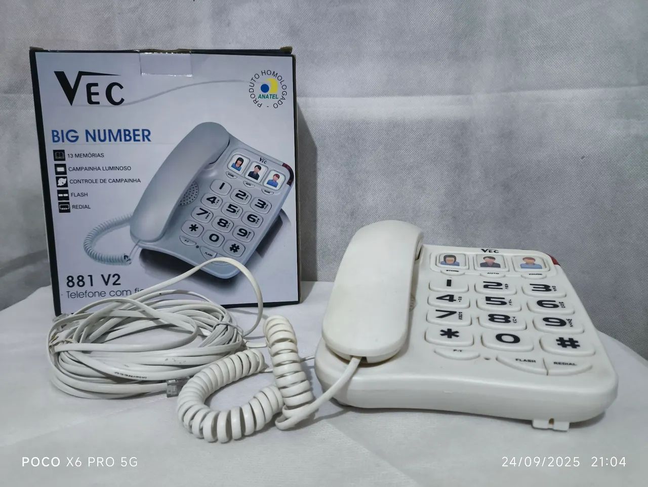 Telefone com fio vec big number