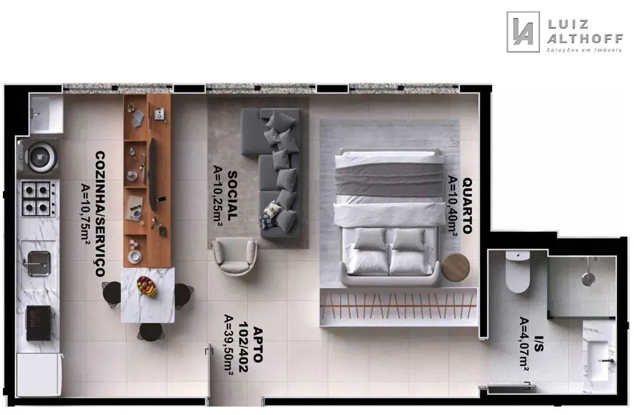 Apartamento com 1 quarto à venda - Pedra Branca, Palhoça/SC - Foto 2