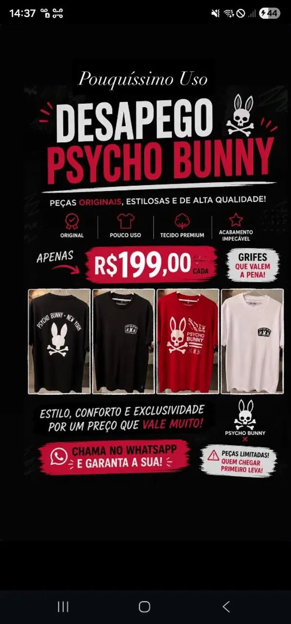 Camisa de Malha Psycho Bunny Vermelho - Foto 3