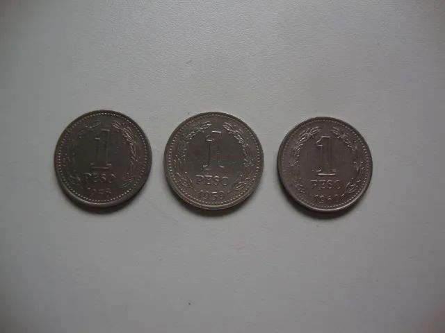 Lote Coleção 3 Moedas 1 Peso Argentino .
