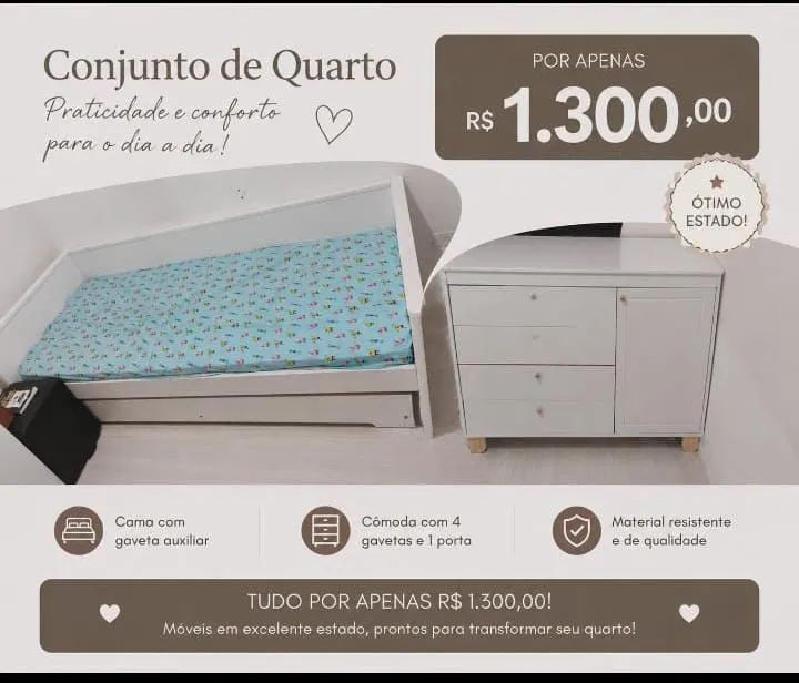 Vendo uma bicama e uma cômoda 