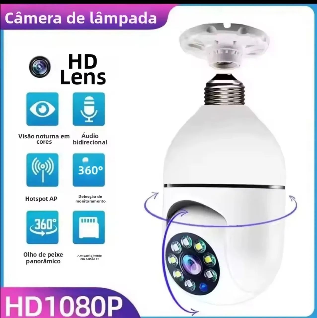 Câmera lâmpada  wi-fi 