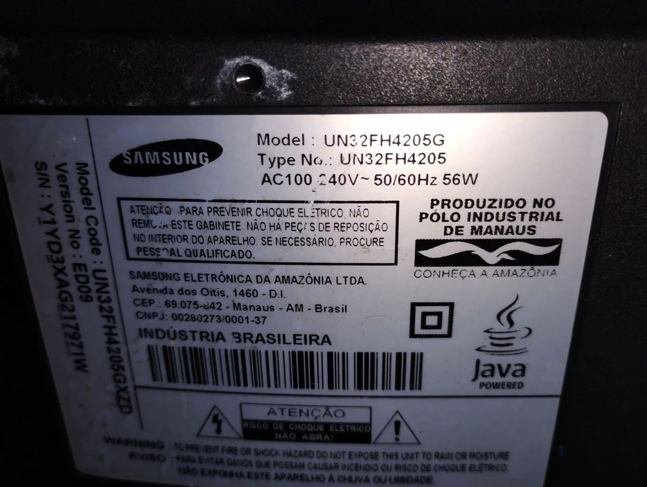 TV LED Samsung 32 Polegadas Modelo UN32FH4205G defeito tela trincada ligando  - Foto 5