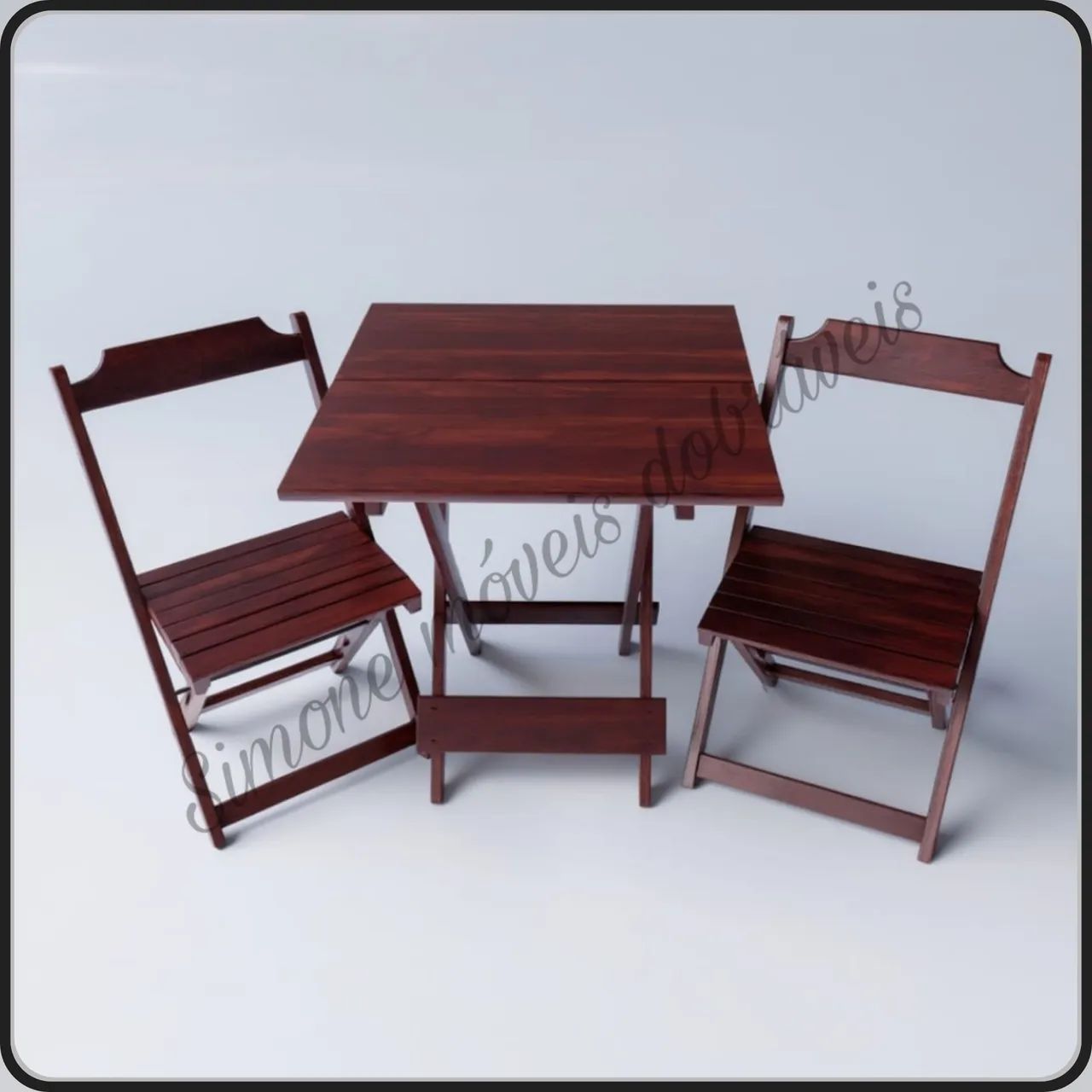 Conjunto mesa dobrável com 2 cadeiras