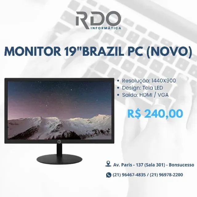Monitor 19 Polegadas LED Widescreen HDMI/VGA - Excelente Custo-Benefício