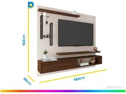 Painel para TV até 60 Polegadas 1.8 Mila Dj - Off White/ Marroquim Com Luminária de Led<br> - Foto 4