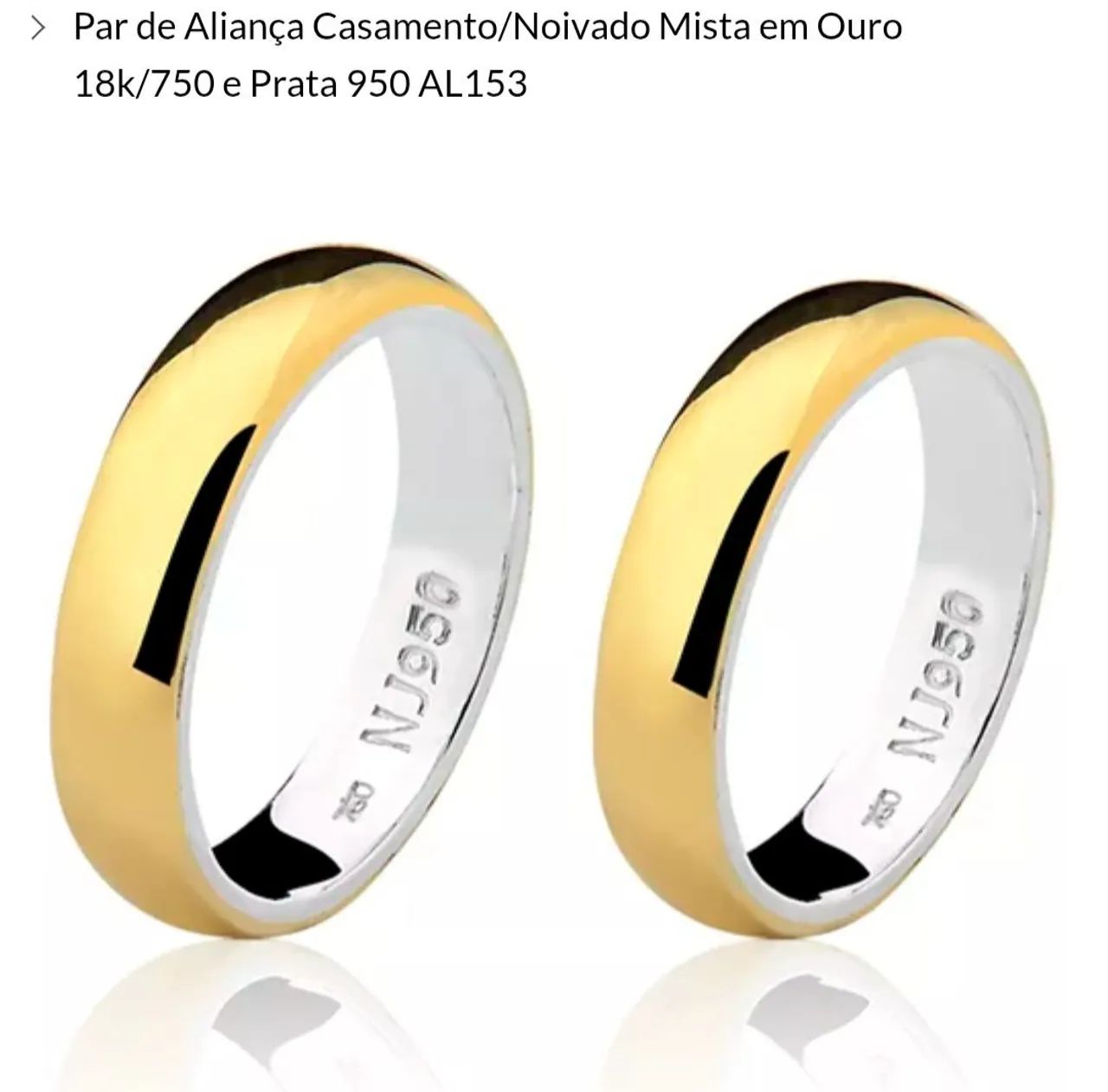 Vendo par de alianças em prata e ouro.