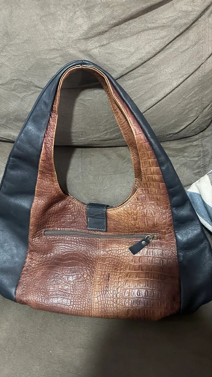 Bolsa couro legítimo marrom e preta bc - Foto 3