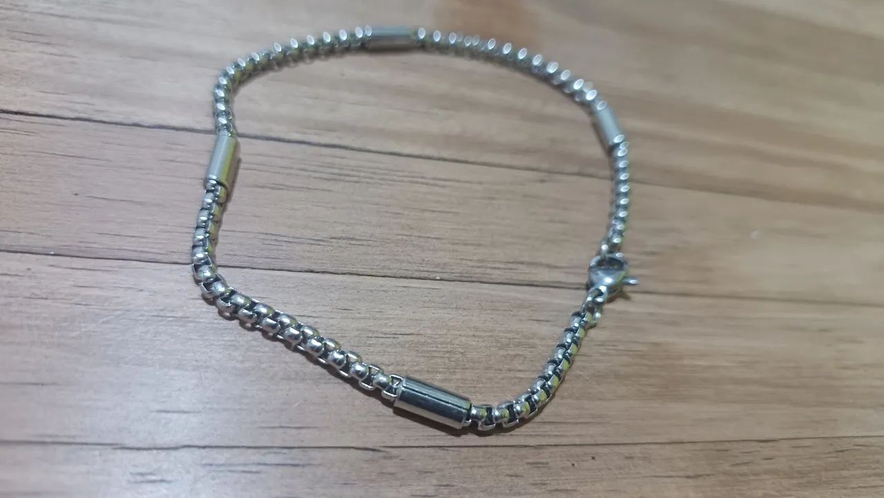 Corrente, pulseira e anel em aço inoxidável - Foto 4