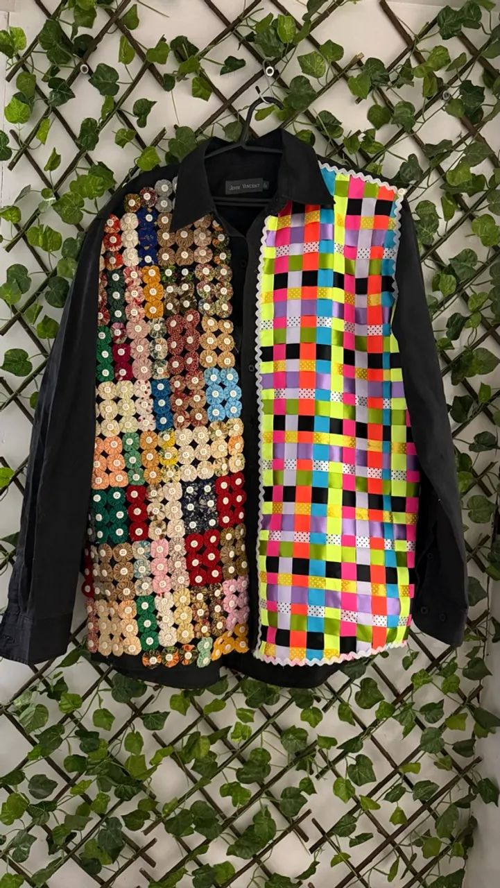 Camisa Preta John Vincent Customizada Patchwork Artesanal