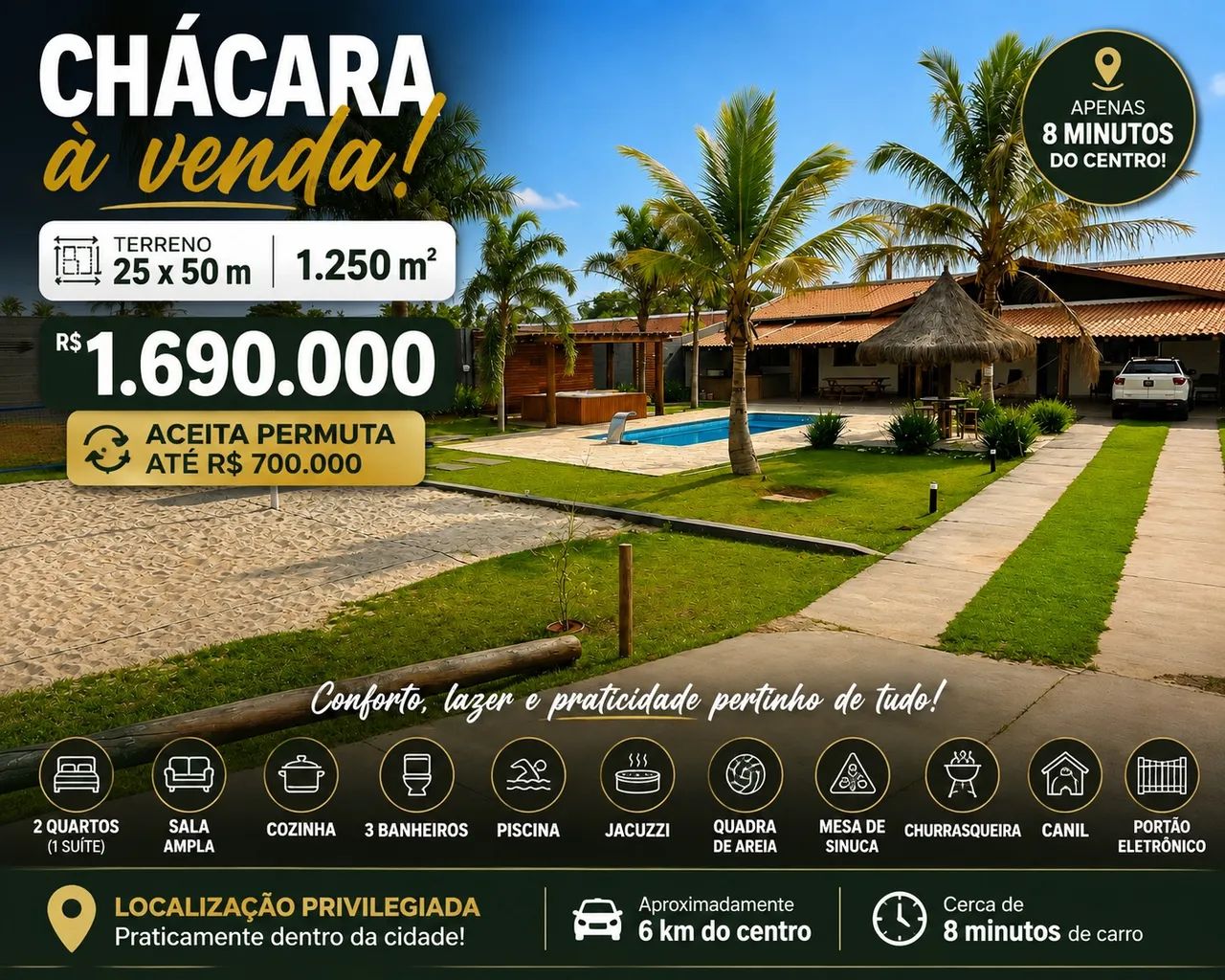 Linda Chácara à Venda, em Limeira SP