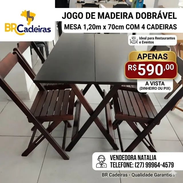 jogo de mesa de madeira 1,20 por 70 cm