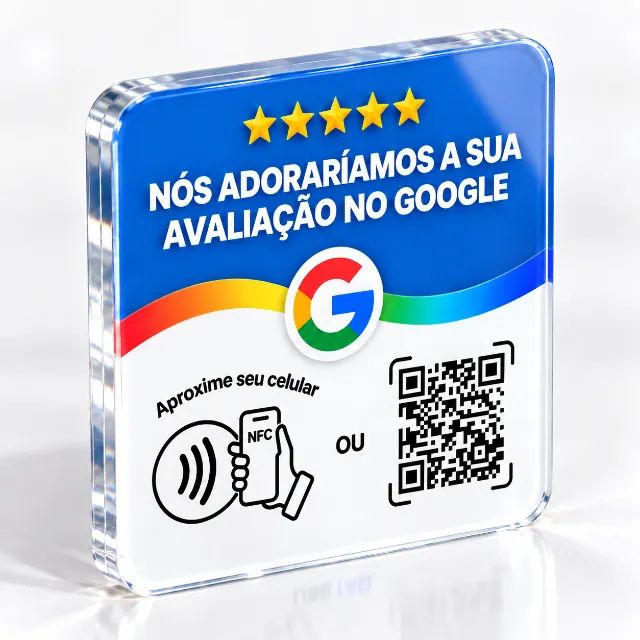 Placa NFC Google Avaliações com QR Code para Empresas e Lojas