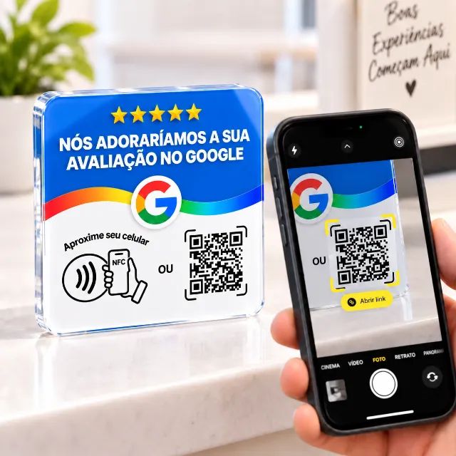 Placa NFC Google Avaliações com QR Code para Empresas e Lojas - Foto 4