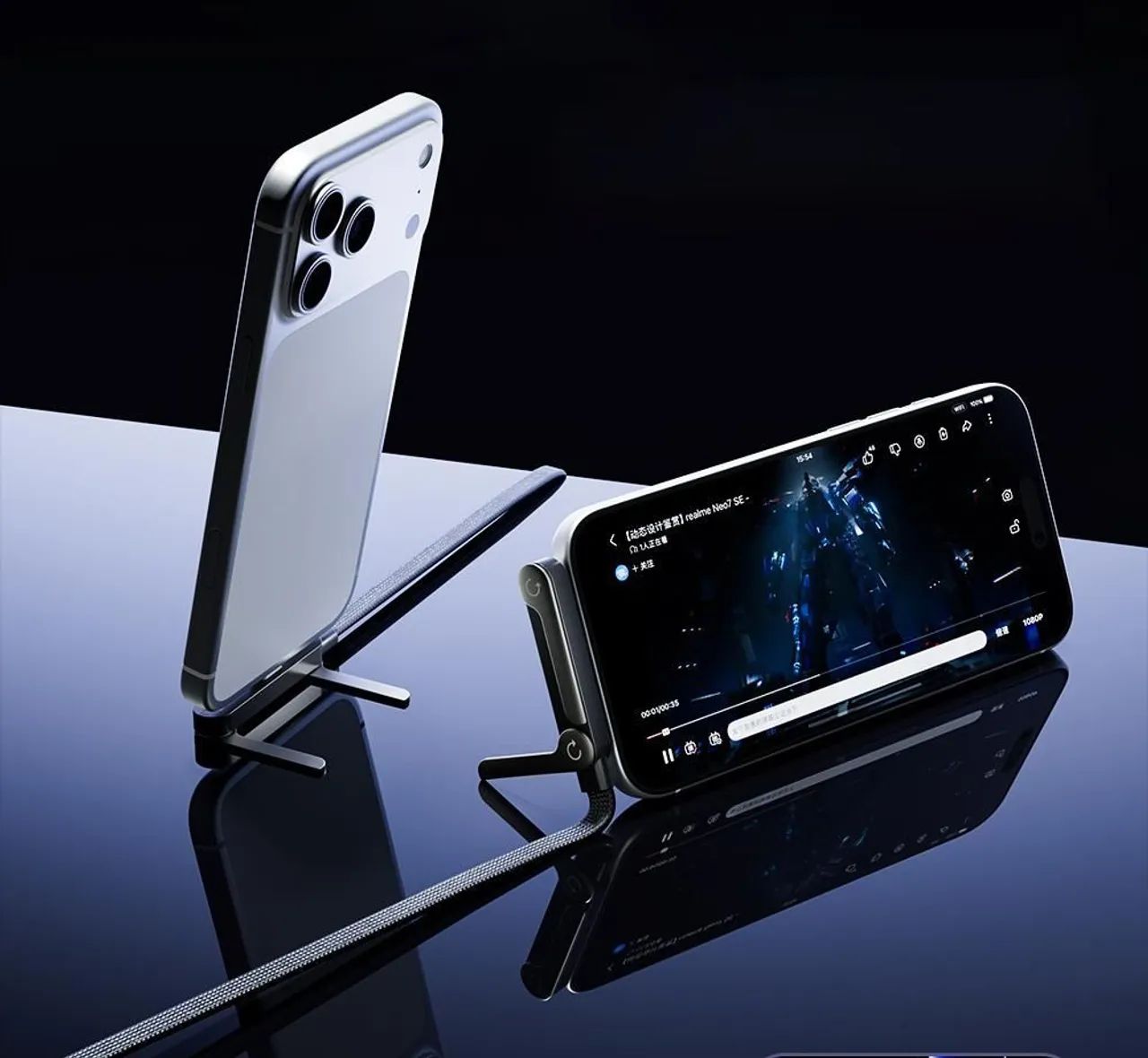 Cabo de carregamento com suporte para smartphone