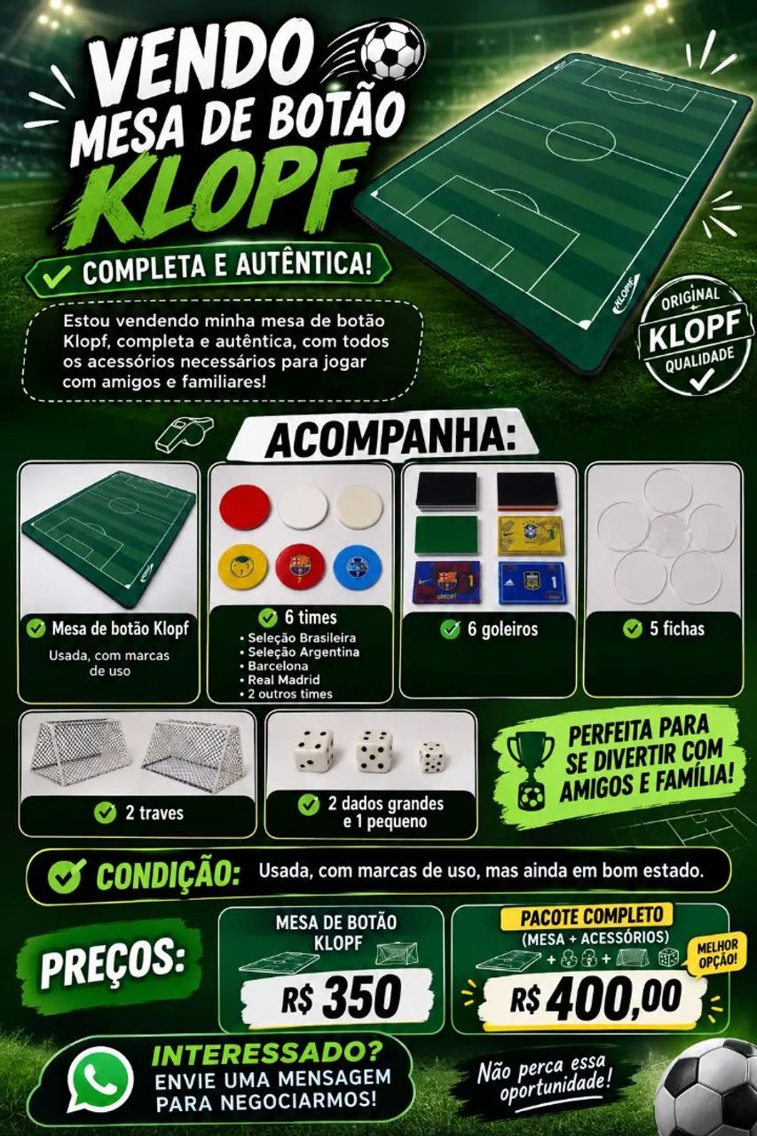 Vendo Mesa de Botão Klopf completa!