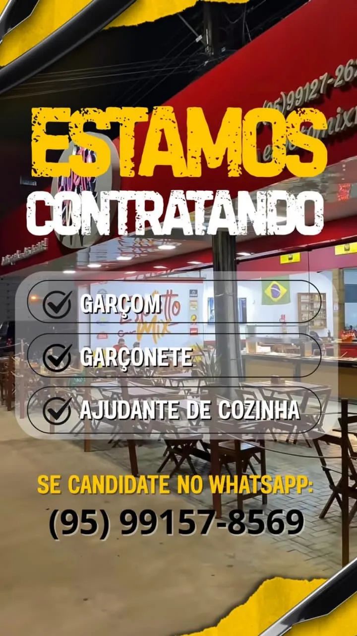 Vagas para garçom ou garçonete 