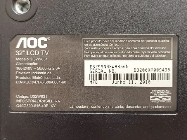 TV AOC 32 Polegadas D32W831 com defeito - Foto 4
