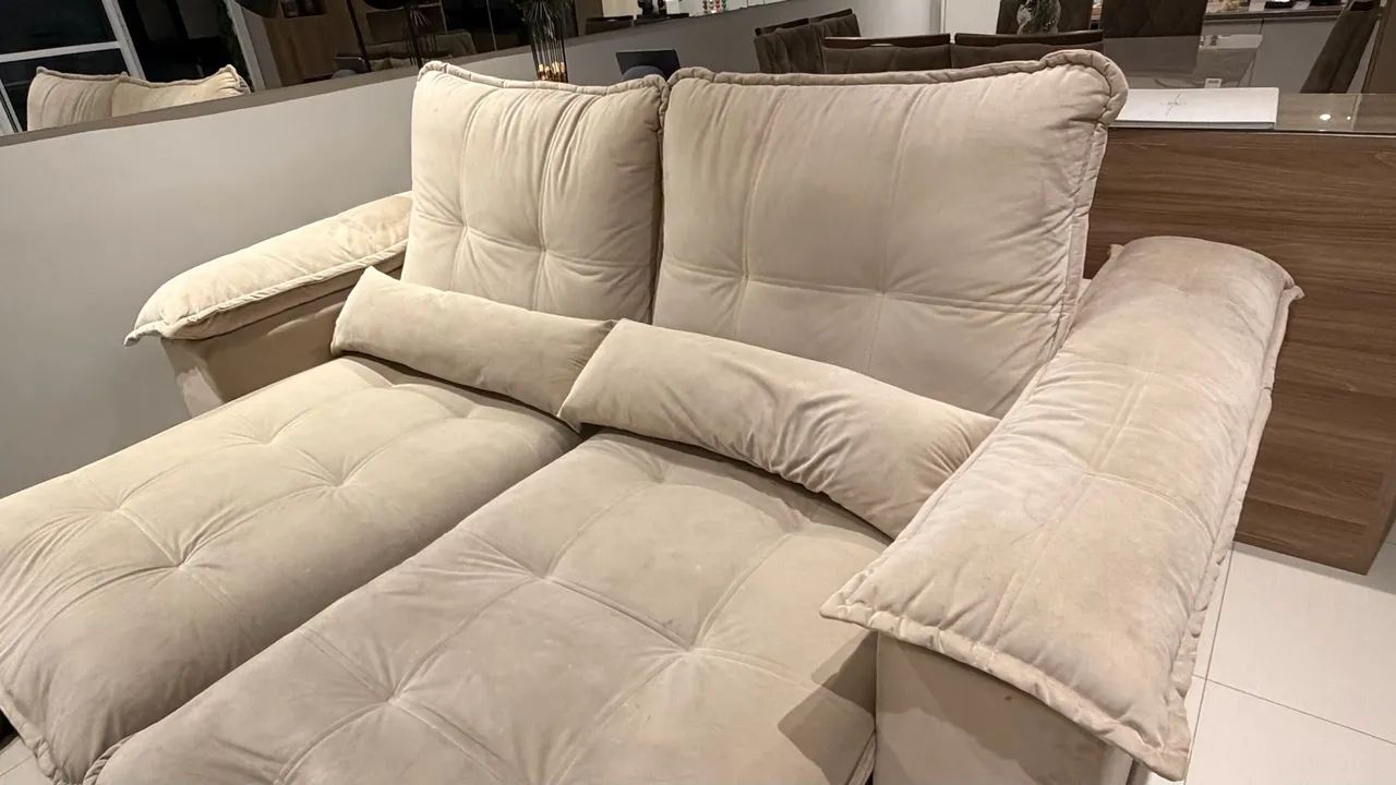Sofa Suede Bege - 2,30m - Foto 3
