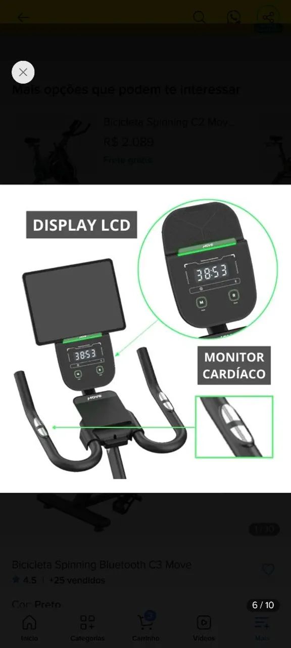 Bicicleta Spinning Bluetooth C3 Move - Foto 2