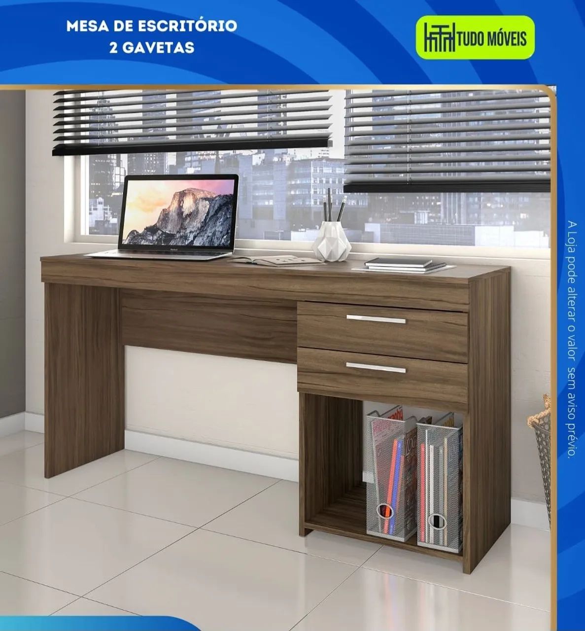 MESA ESCRITÓRIO COM 2 GAVETAS  - Foto 4