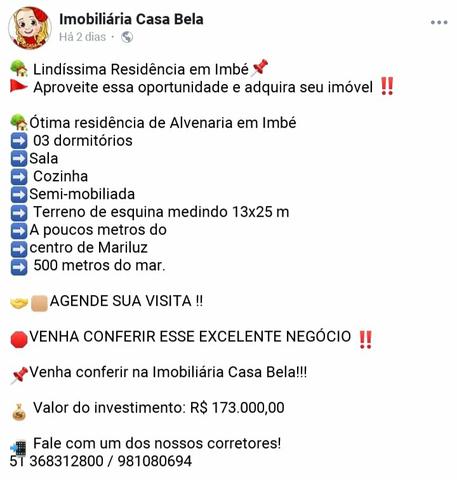 Em ótima localização de Imbé *Imobiliária & Construtora Casa Bela - Foto 2
