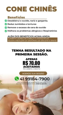 Limpeza de Ouvidos com Cone Chinês + Moxa .